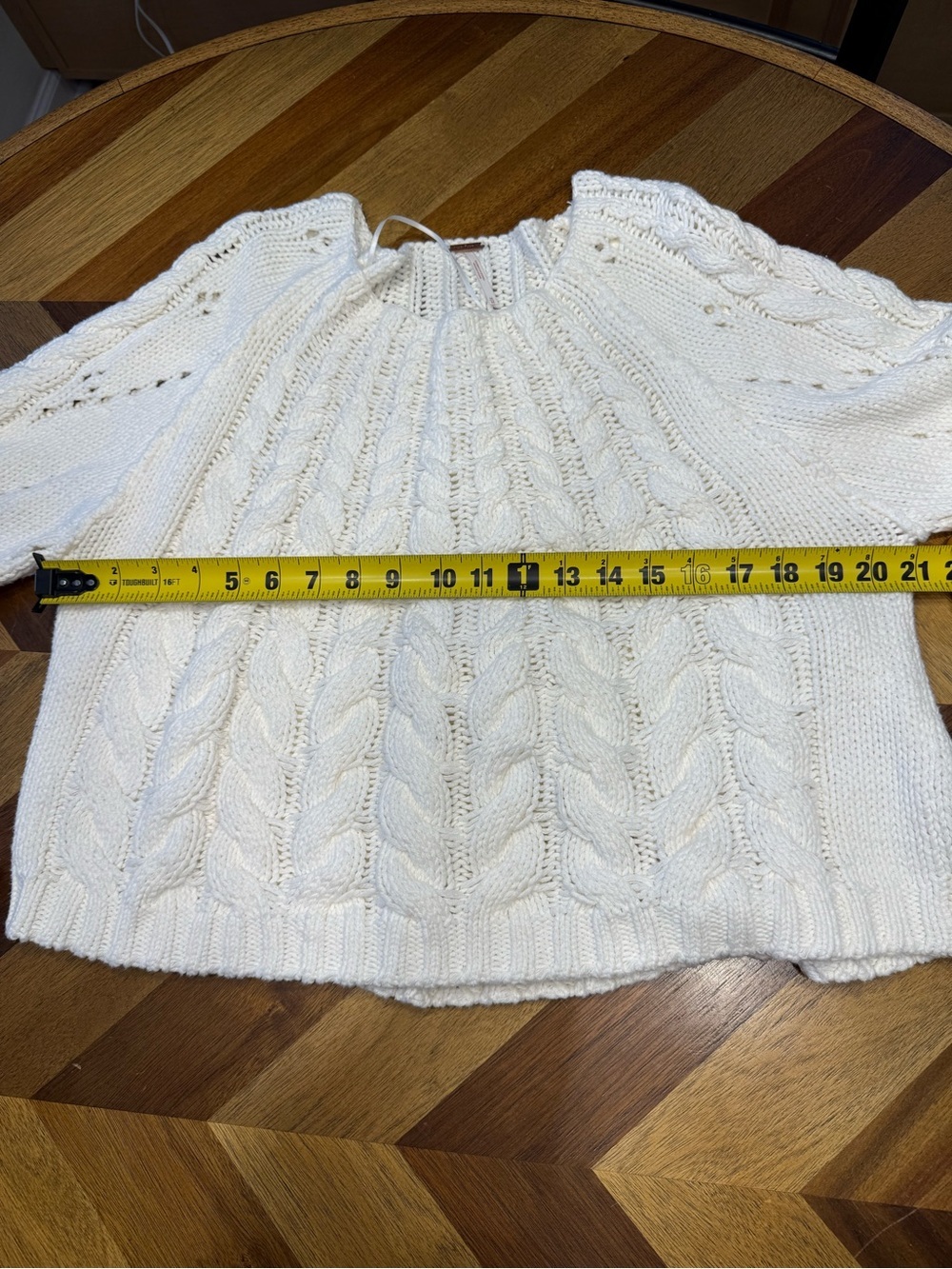 Free People Sandre Pullover Cream Cable Knit Cropped Sweater - Picture 7 of 8